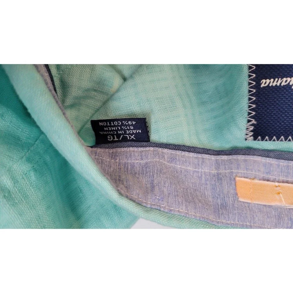 Tommy Bahama Linen Cotton Blend Shirt Men's XL Mint Aqua Green Button Up Resort